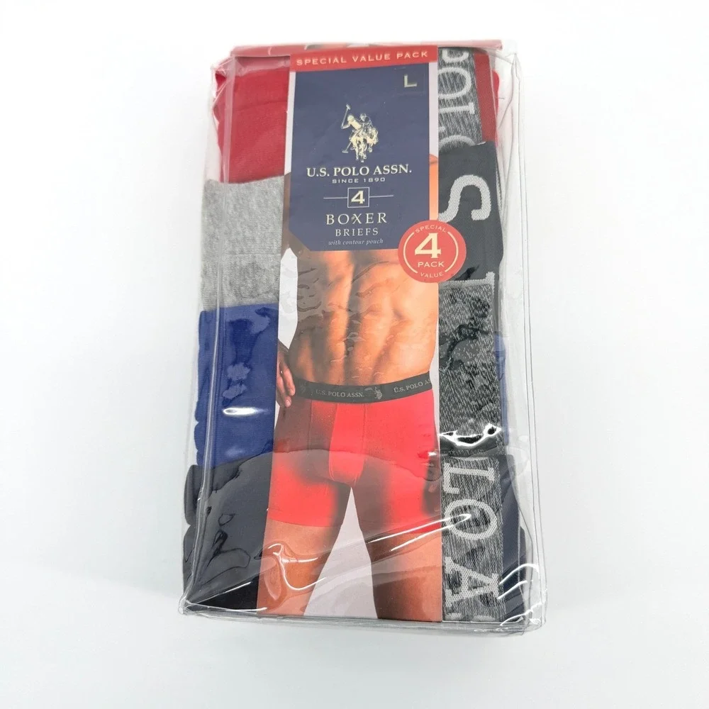 U.S. Polo Assn. Boxer Briefs Mens L Multicolor 4 Pack Cotton Comfort Underwear